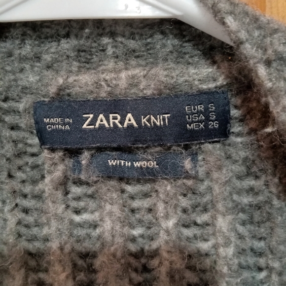 Zara knit grey cardigan sweater with wool size S - Picture 4 of 4